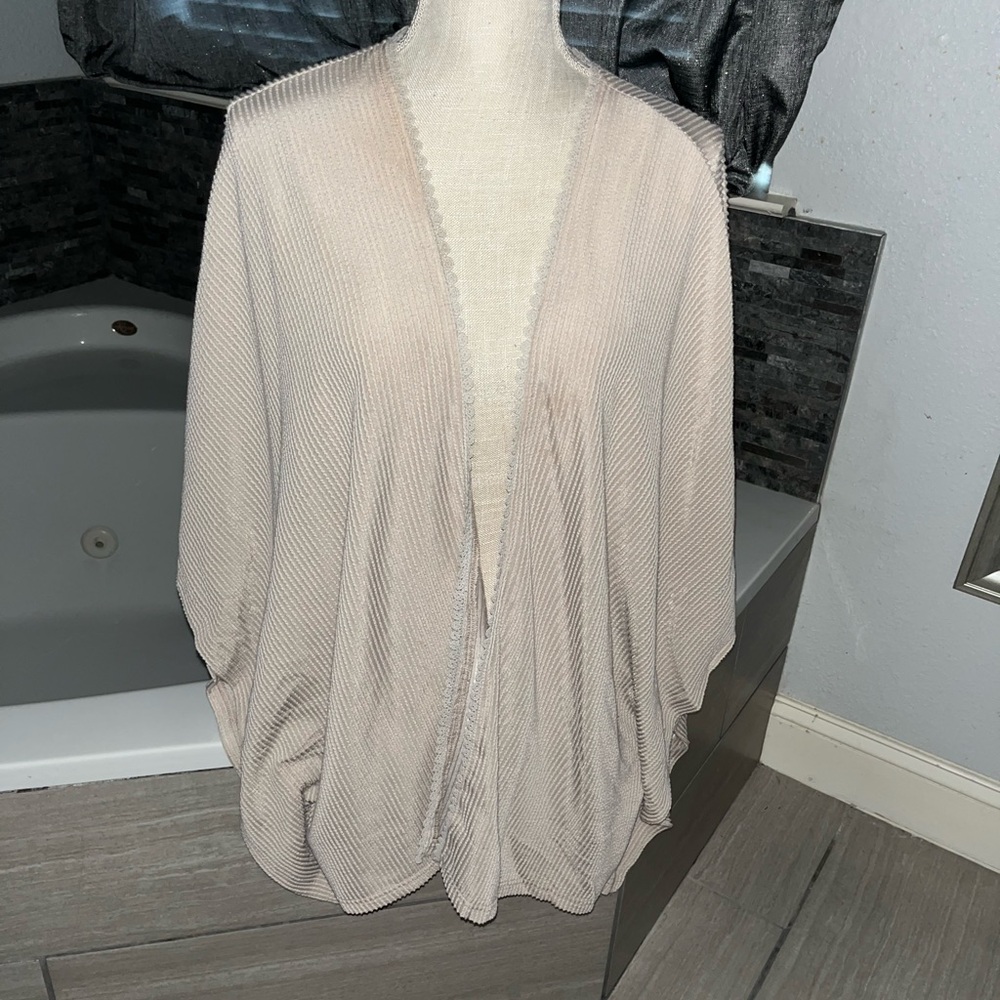 Light Taupe Open-Front Women's Sweater Cardigan